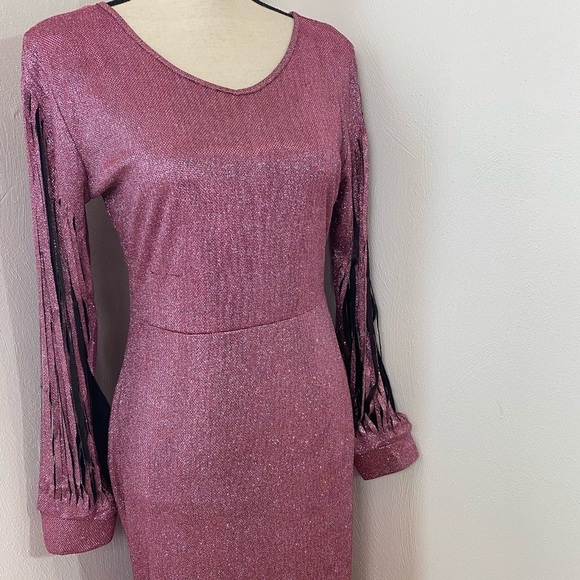 Nwot Sequined Sparkley Pink gown. Sz L. - Picture 4 of 12